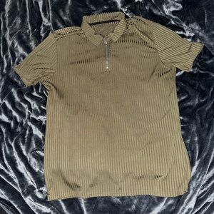 SHEIN Men's Ribbed Olive Polo Shirt